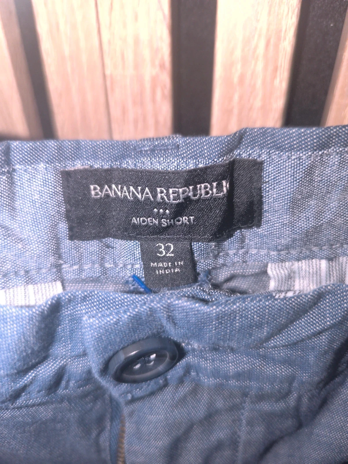 Short homme Banana Republic Aiden azul tamanho 32 algodão/linho – photo 2